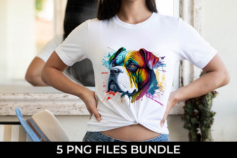 Rainbow Bulldog Dog Watercolor Bundle Free For Commercial Use Sublimation Sintegra 