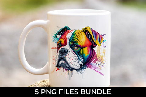 Rainbow Bulldog Dog Watercolor Bundle Free For Commercial Use Sublimation Sintegra 