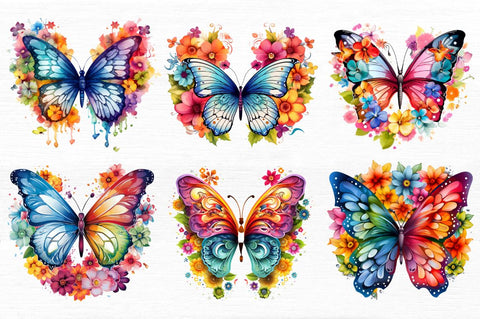 Rainbow Butterfly and Flowers Bundle Sublimation Regulrcrative 