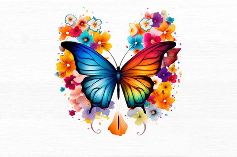 Rainbow Butterfly and Flowers Bundle Sublimation Regulrcrative 