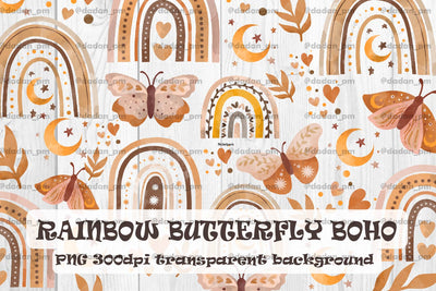 Rainbow & butterfly boho sublimation png SVG dadan_pm 