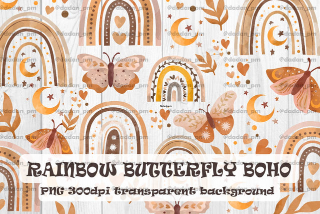 Rainbow & butterfly boho sublimation png SVG dadan_pm 