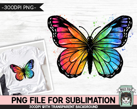 Rainbow Butterfly SUBLIMATION design PNG, Watercolor Butterfly Sublimation, Awareness PNG sublimation file, Autism png, Neurodiversity png, Pride png Sublimation Wild Pilot 