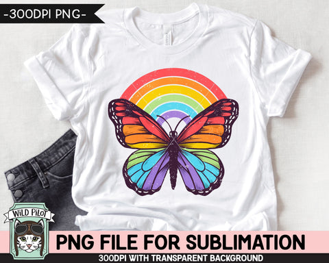 Rainbow Butterfly SUBLIMATION design PNG, Watercolor Butterfly Sublimation, Awareness PNG sublimation file, Autism png, Neurodiversity png, Pride png Sublimation Wild Pilot 