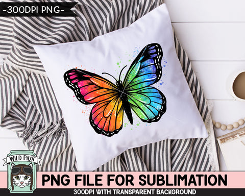 Rainbow Butterfly SUBLIMATION design PNG, Watercolor Butterfly Sublimation, Awareness PNG sublimation file, Autism png, Neurodiversity png, Pride png Sublimation Wild Pilot 