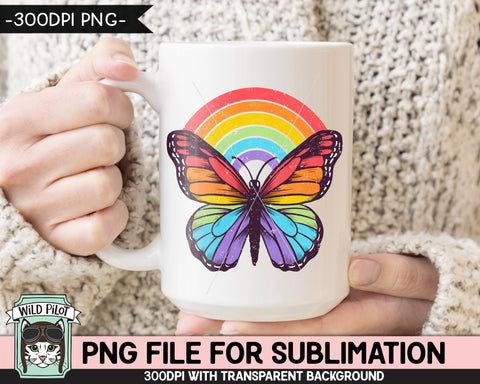 Rainbow Butterfly SUBLIMATION design PNG, Watercolor Butterfly Sublimation, Awareness PNG sublimation file, Autism png, Neurodiversity png, Pride png Sublimation Wild Pilot 