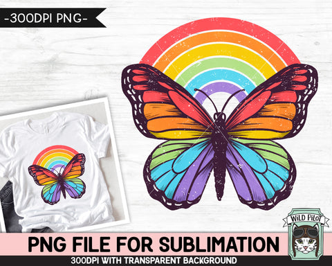Rainbow Butterfly SUBLIMATION design PNG, Watercolor Butterfly Sublimation, Awareness PNG sublimation file, Autism png, Neurodiversity png, Pride png Sublimation Wild Pilot 