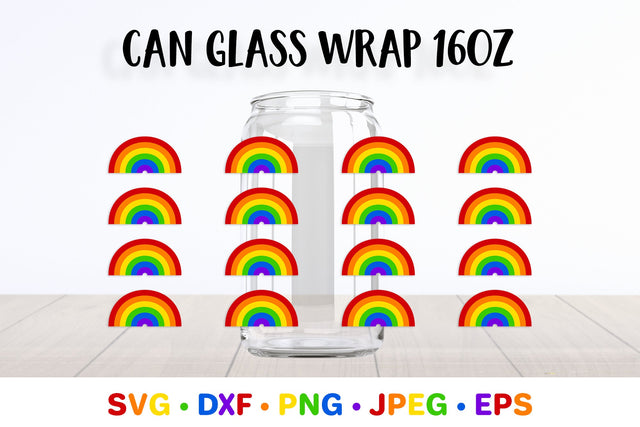 Rainbow can glass wrap template SVG. LGBT pride glass can SVG LaBelezoka 