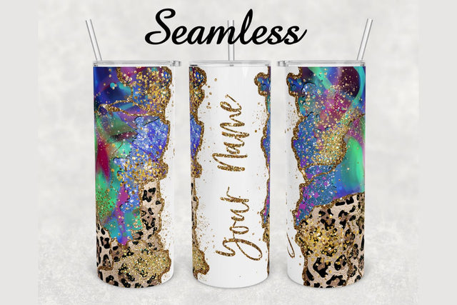 Rainbow Cheetah Glitter Agate Tumbler sublimation design 20 oz skinny tumbler wrap Sublimation BambinaCreations 