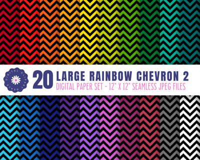 Rainbow Chevron Digital Papers Set 2 - 20 Full-Color Patterns Sublimation Digital Clipart Deals 