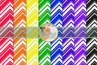Rainbow Chevron Papers Digital Pattern QueenBrat Digital Designs 