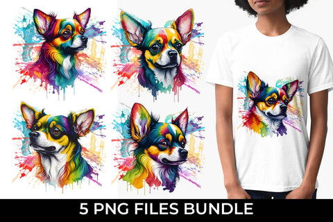 Rainbow Chihuahua Dog Watercolor Bundle Free For Commercial Use Sublimation Sintegra 