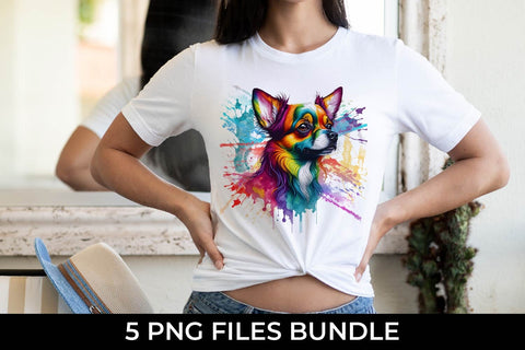Rainbow Chihuahua Dog Watercolor Bundle Free For Commercial Use Sublimation Sintegra 