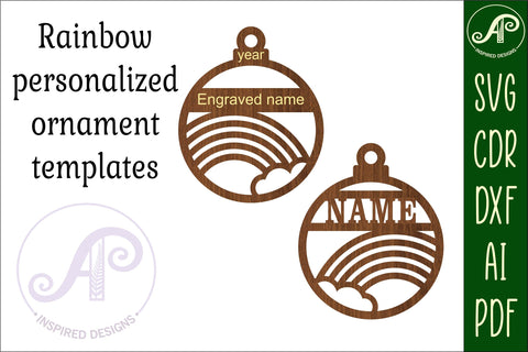 Rainbow Christmas Ornament SVG laser cut SVG APInspireddesigns 