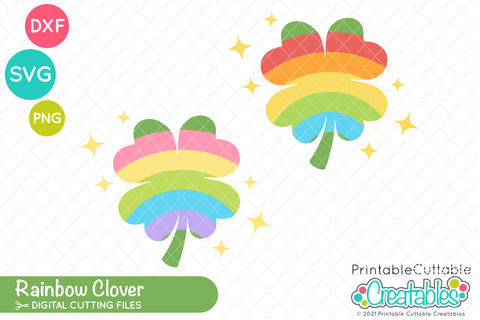 Rainbow Clover SVG SVG Printable Cuttable Creatables 