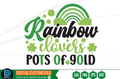 Rainbow clovers pots of gold SVG SVG DESIGNISTIC 