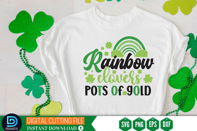 Rainbow clovers pots of gold SVG SVG DESIGNISTIC 
