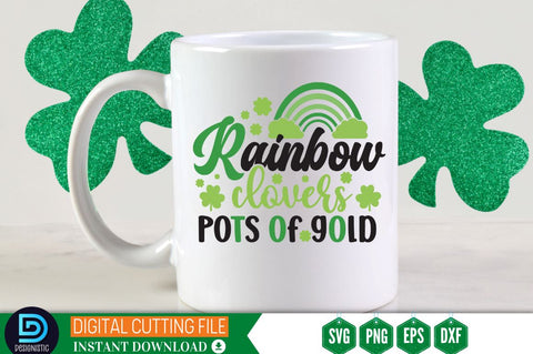 Rainbow clovers pots of gold SVG SVG DESIGNISTIC 