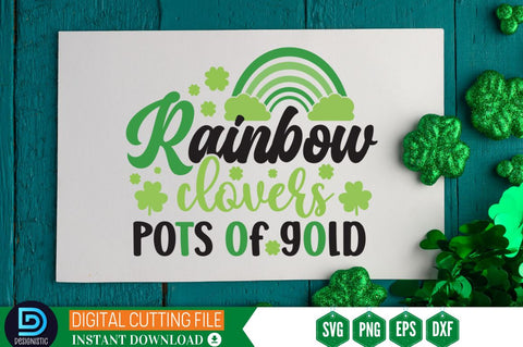 Rainbow clovers pots of gold SVG SVG DESIGNISTIC 