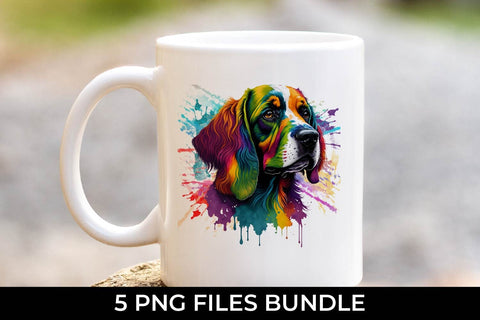 Rainbow Cocker Spaniel Dog Watercolor Bundle Free For Commercial Use Sublimation Sintegra 