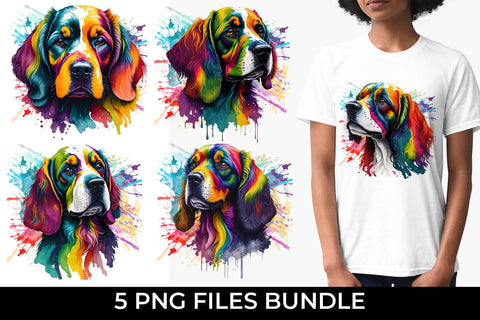 Rainbow Cocker Spaniel Dog Watercolor Bundle Free For Commercial Use Sublimation Sintegra 