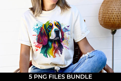 Rainbow Cocker Spaniel Dog Watercolor Bundle Free For Commercial Use Sublimation Sintegra 