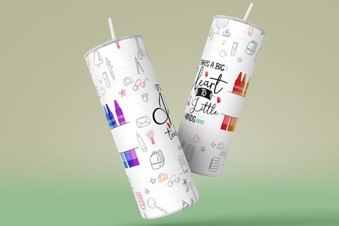 Rainbow Crayons Teacher Tumbler Wrap PNG, Add Teacher Name, Seamless Sublimation Designs Downloads, 20 oz Skinny Tumbler Design Sublimation Syre Digital Creations 