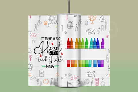 Rainbow Crayons Teacher Tumbler Wrap PNG, Add Teacher Name, Seamless Sublimation Designs Downloads, 20 oz Skinny Tumbler Design Sublimation Syre Digital Creations 