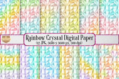 Rainbow Crystal Low Poly Digital Papers Background Set Digital Pattern SineDigitalDesign 