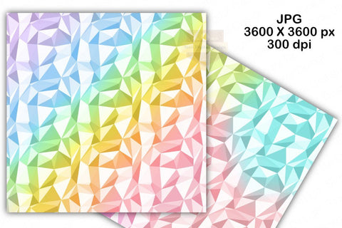 Rainbow Crystal Low Poly Digital Papers Background Set Digital Pattern SineDigitalDesign 