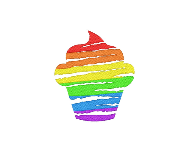 Rainbow Cupcake Embroidery Design, 5 Sizes Embroidery/Applique DESIGNS Nino Nadaraia 