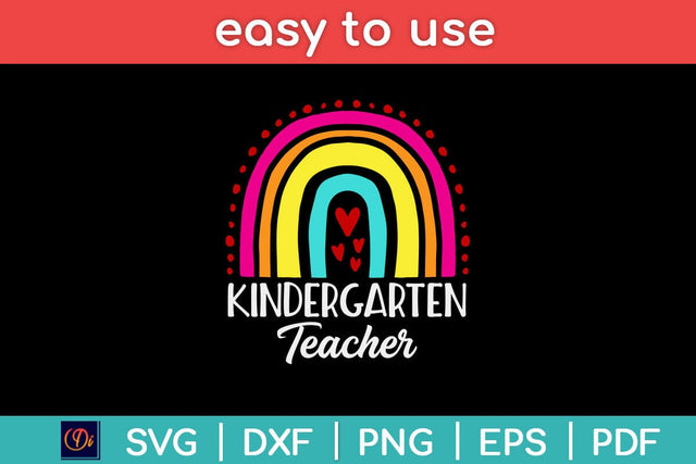 Rainbow Cute Kindergarten Teacher Back To School Svg Design SVG artprintfile 