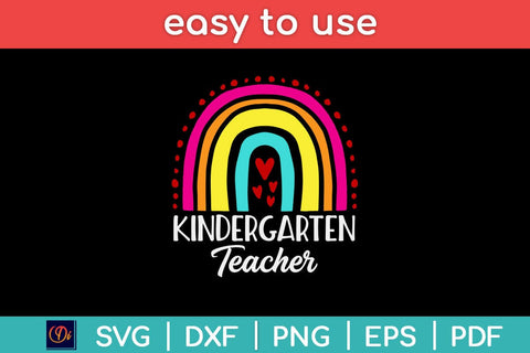 Rainbow Cute Kindergarten Teacher Back To School Svg Design SVG artprintfile 