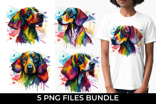 Rainbow Dachshund Dog Watercolor Bundle Free For Commercial Use Sublimation Sintegra 