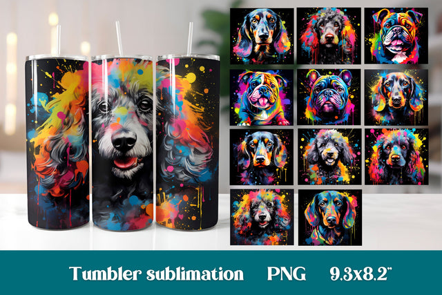 Rainbow dog tumbler bundle | Animal bundle tumbler wrap Sublimation Svetana Studio 