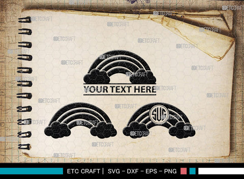 Rainbow Doodle Monogram, Rainbow Doodle Silhouette, Rainbow Doodle SVG, Boho Rainbow Svg, Hand Drawn Svg, Cheetah Rainbow Svg, Pastel Rainbow Svg, SB00478 SVG ETC Craft 