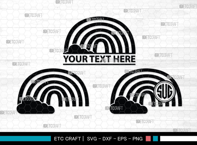 Rainbow Doodle Monogram, Rainbow Doodle Silhouette, Rainbow Doodle SVG, Boho Rainbow Svg, Hand Drawn Svg, Cheetah Rainbow Svg, Pastel Rainbow Svg, SB00478 SVG ETC Craft 