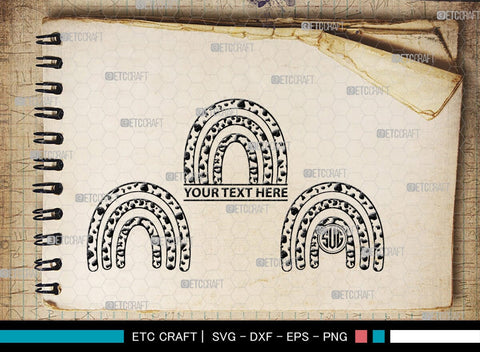 Rainbow Doodle Monogram, Rainbow Doodle Silhouette, Rainbow Doodle SVG, Boho Rainbow Svg, Hand Drawn Svg, Cheetah Rainbow Svg, Pastel Rainbow Svg, SB00478 SVG ETC Craft 