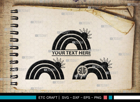 Rainbow Doodle Monogram, Rainbow Doodle Silhouette, Rainbow Doodle SVG, Boho Rainbow Svg, Hand Drawn Svg, Cheetah Rainbow Svg, Pastel Rainbow Svg, SB00478 SVG ETC Craft 