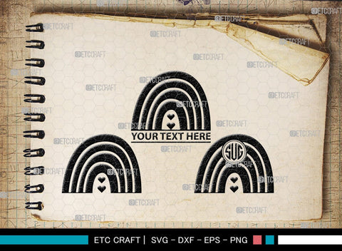 Rainbow Doodle Monogram, Rainbow Doodle Silhouette, Rainbow Doodle SVG, Boho Rainbow Svg, Hand Drawn Svg, Cheetah Rainbow Svg, Pastel Rainbow Svg, SB00478 SVG ETC Craft 