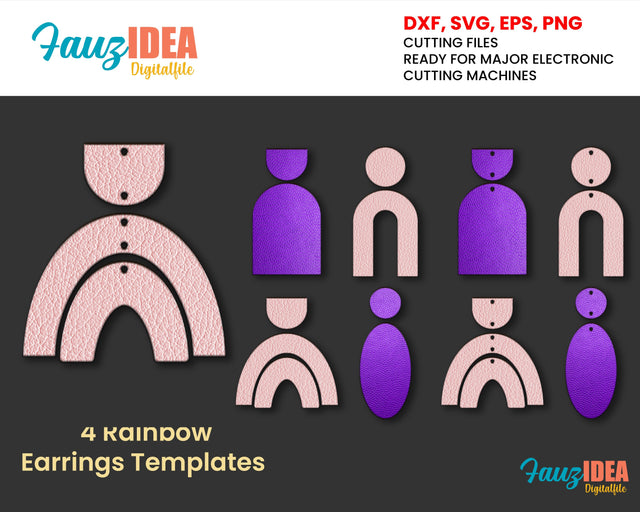 Rainbow Earrings SVG. teardrop earrings svg, Earrings Cricut SVG, Faux Leather Earrings SVG, Ornate, Earrings Bundle, Dxf, Png, Pdf SVG Fauz 