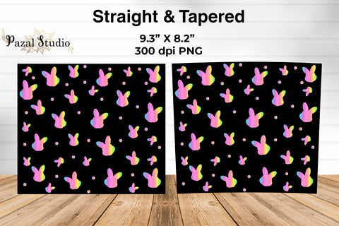 Rainbow Easter Bunny Pattern 20oz Skinny Tumbler Wrap Design Sublimation Pazal Studio 