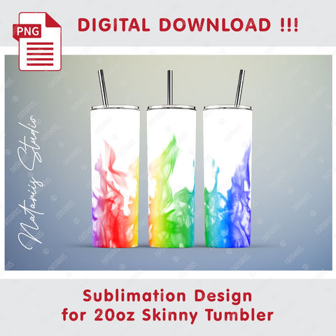 Rainbow Fire Sublimation design for 20oz SKINNY TUMBLER Sublimation Natariis Studio 