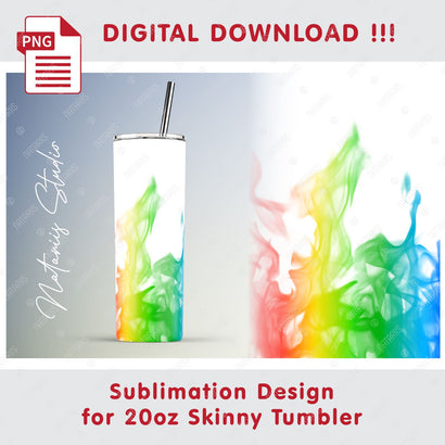 Rainbow Fire Sublimation design for 20oz SKINNY TUMBLER Sublimation Natariis Studio 