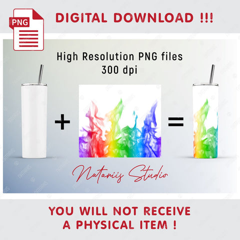 Rainbow Fire Sublimation design for 20oz SKINNY TUMBLER Sublimation Natariis Studio 