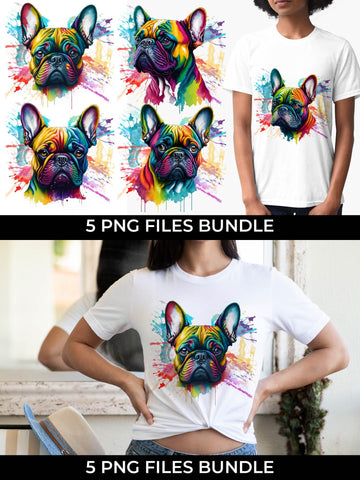 Rainbow French Bulldog Dog Watercolor Bundle Free For Commercial Use Sublimation Sintegra 