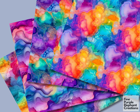 Rainbow Geode Digital Paper | Gold Glitter Agate Scrapbook Digital Pattern Fine Purple Elephant Creations 