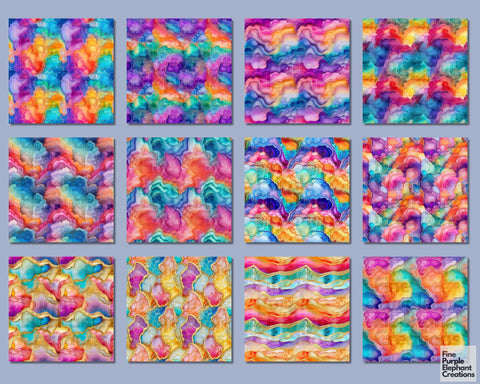 Rainbow Geode Digital Paper | Gold Glitter Agate Scrapbook Digital Pattern Fine Purple Elephant Creations 