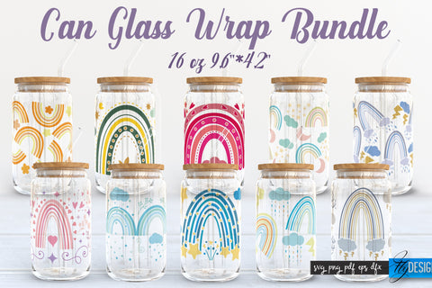 Rainbow Glass Can Wrap Bundle SVG | Beer Glass Can Wrap SVG SVG Fly Design 