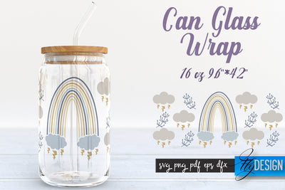 Rainbow Glass Can Wrap SVG | Beer Glass Can Wrap SVG | Libbey Glass Wrap SVG Fly Design 